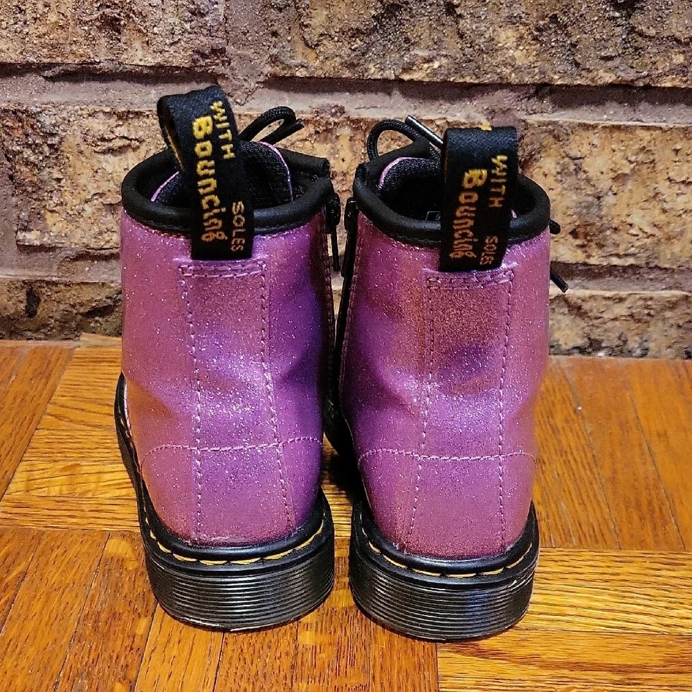 Dr. Martens Purple Lace Up Boots Youth US 10 Sparkle Combat